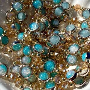 Blue Saturn Glass Beaded Bracelets NWOT
